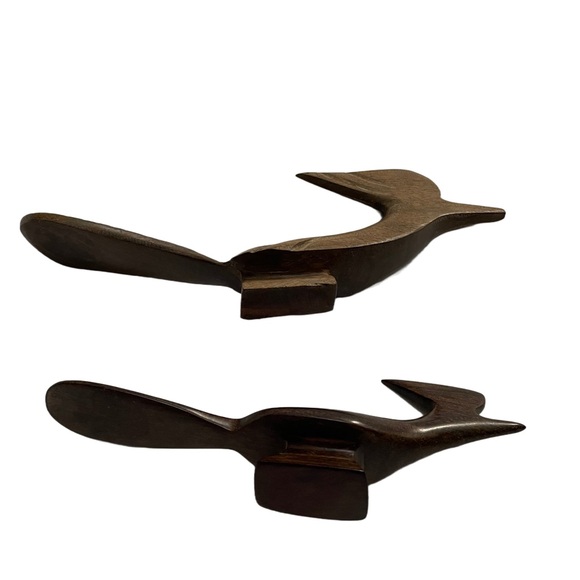 2 pcs Vintage Hand Carved Wooden Roadrunners Figurine Sculpture. - Picture 2 of 5